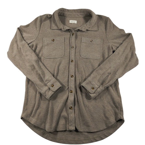 Thread & Supply Taupe Shacket Button Up Shirt Jacket Women's Casual Layering S - Picture 1 of 11